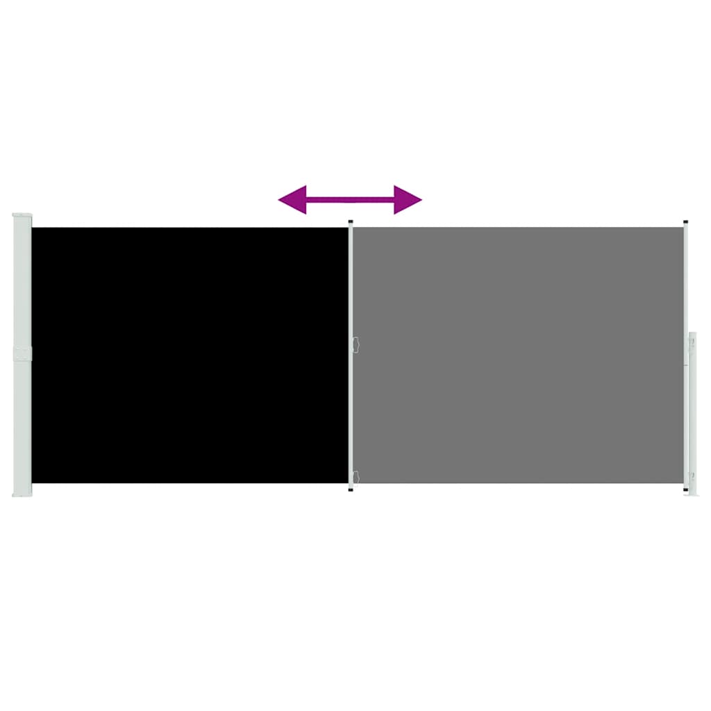 sammenrullelig sidemarkise til terrassen 200x514 cm sort