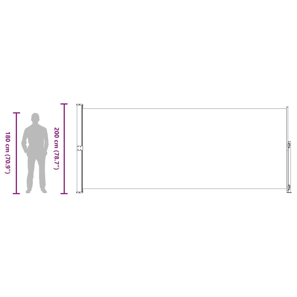 sammenrullelig sidemarkise til terrassen 200x514 cm grå