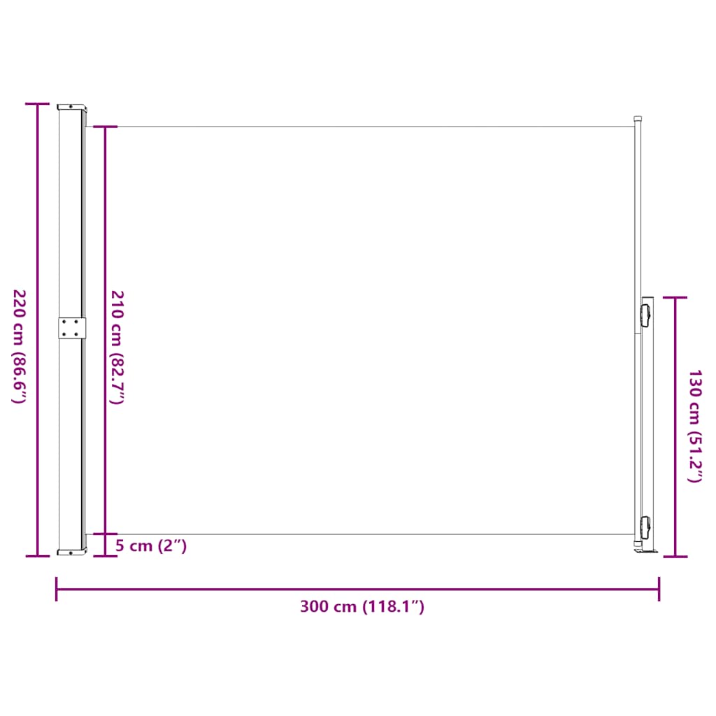 sammenrullelig sidemarkise til terrassen 220x314 cm sort