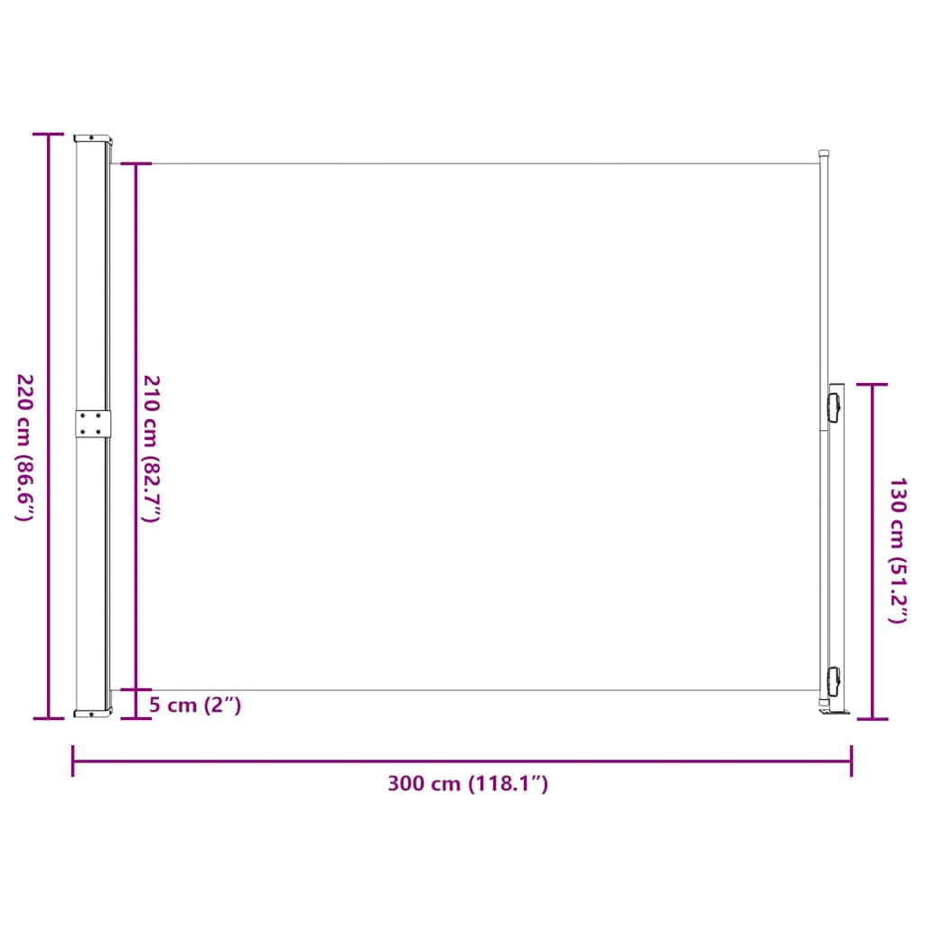 sammenrullelig sidemarkise til terrassen 220x314 cm grå