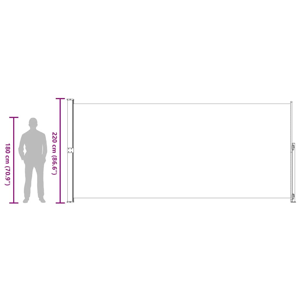 sammenrullelig sidemarkise til terrassen 220x514 cm grå