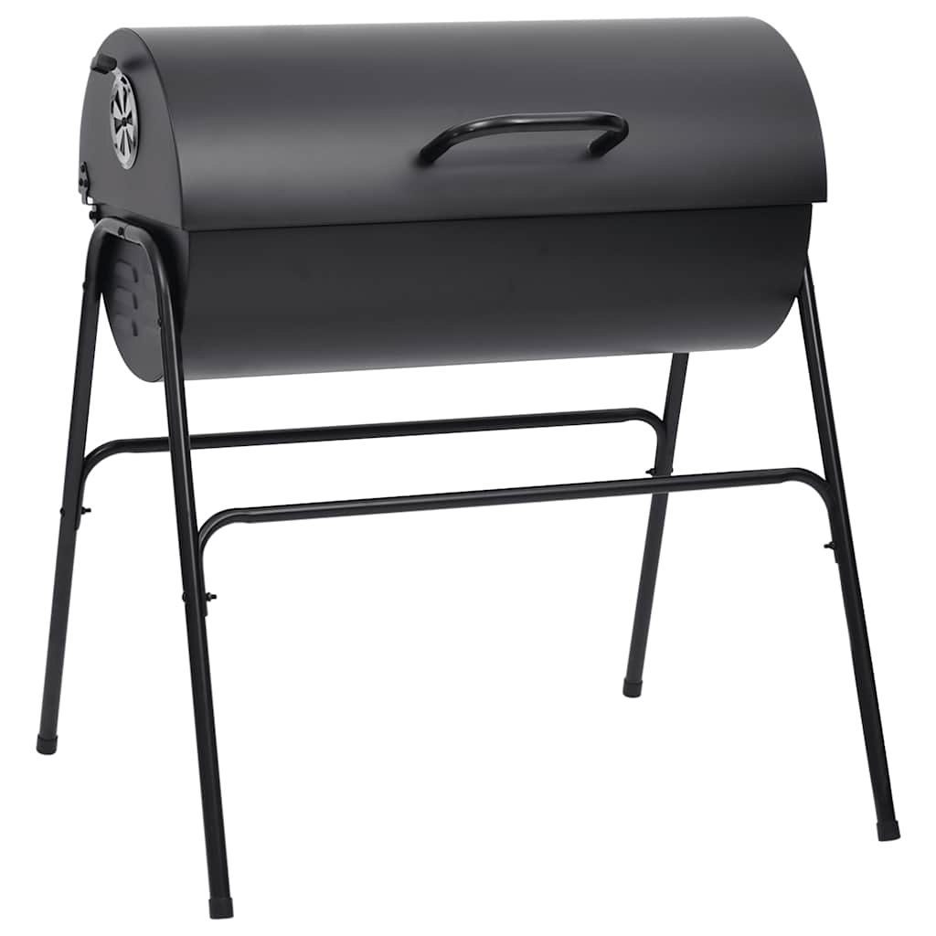 tøndegrill med 2 grillriste 80x95x90 cm stål sort