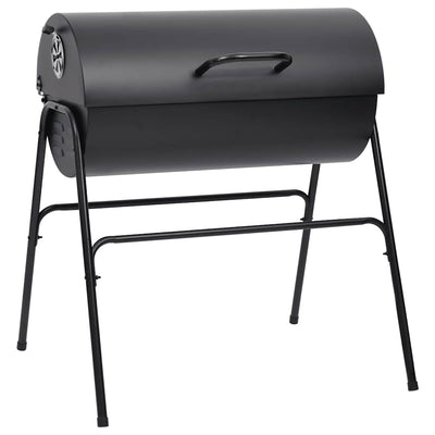 tøndegrill med 2 grillriste 80x95x90 cm stål sort