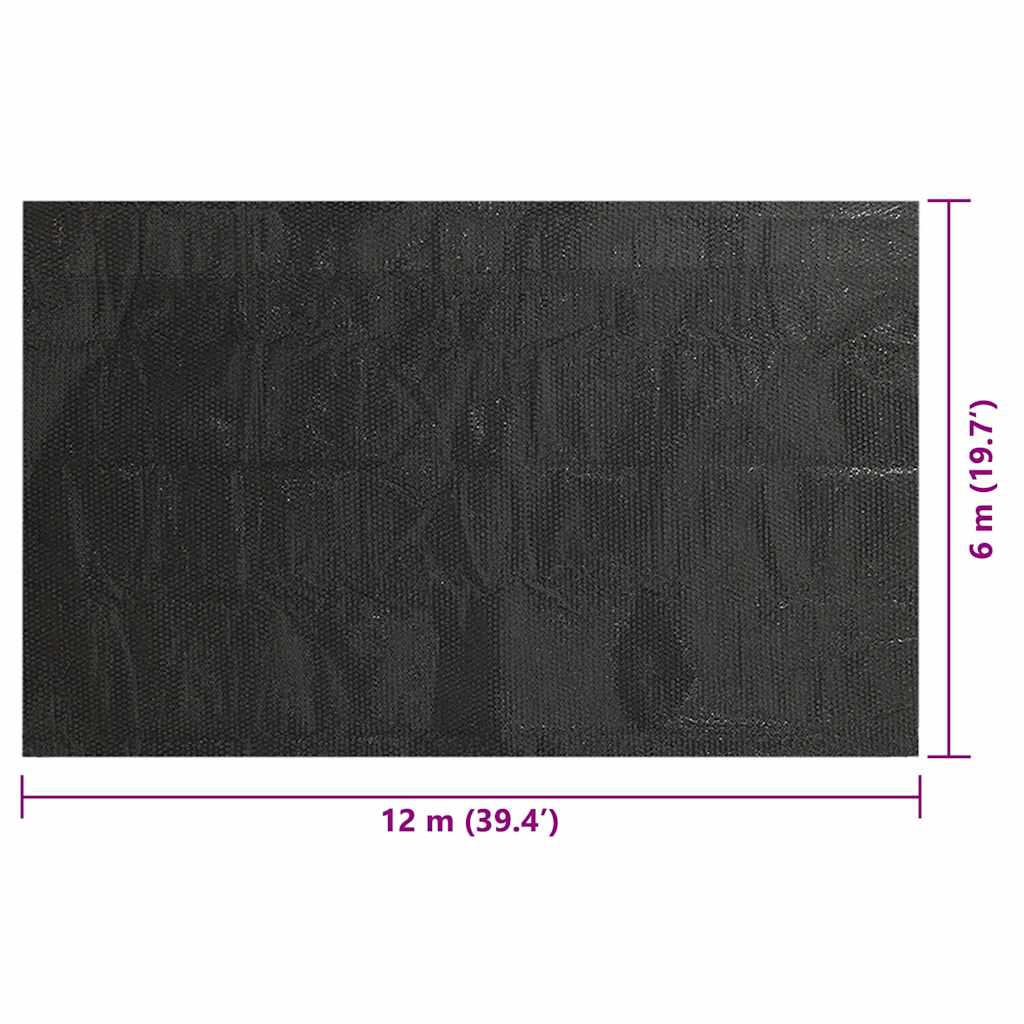 rektangulært poolovertræk 1200x600 cm PE sort