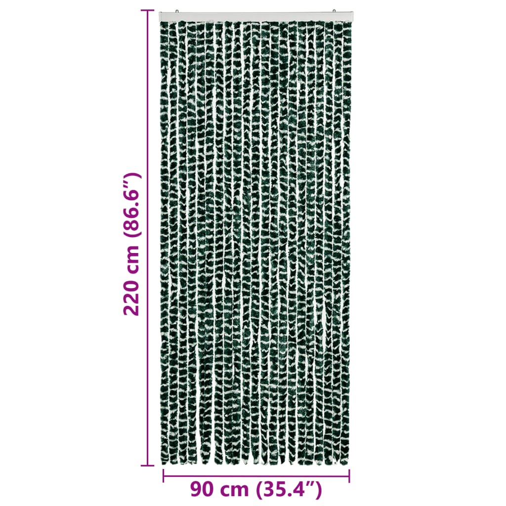 insektgardin 90x220 cm chenille grøn og hvid