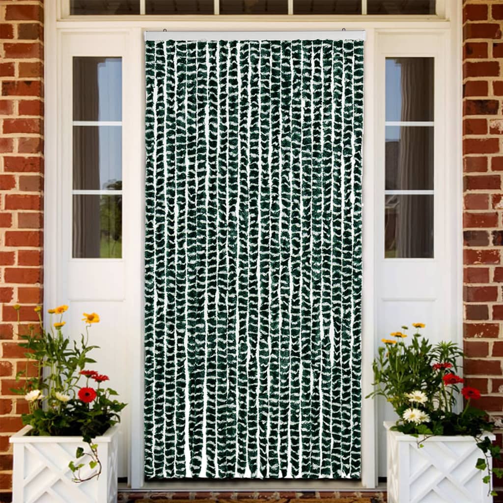 insektgardin 90x220 cm chenille grøn og hvid