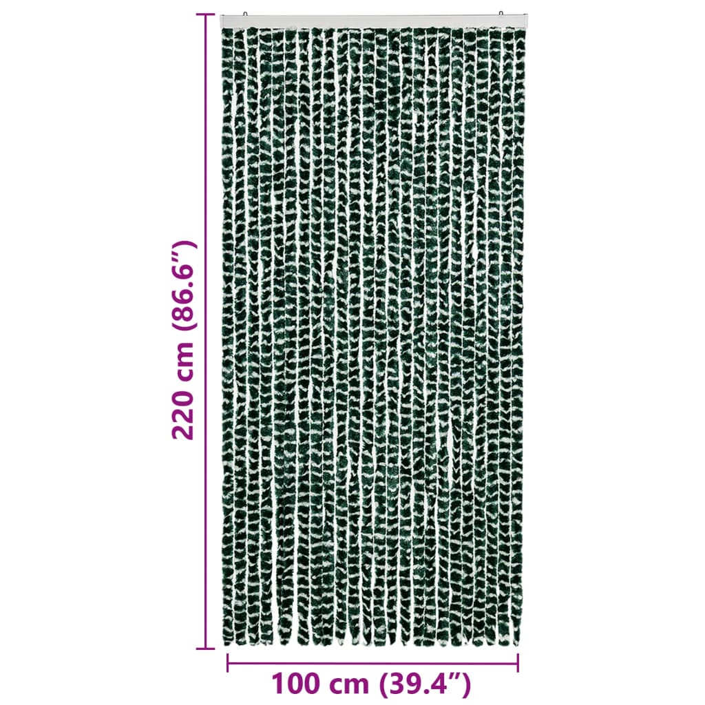 insektgardin 100x220 cm chenille grøn og hvid