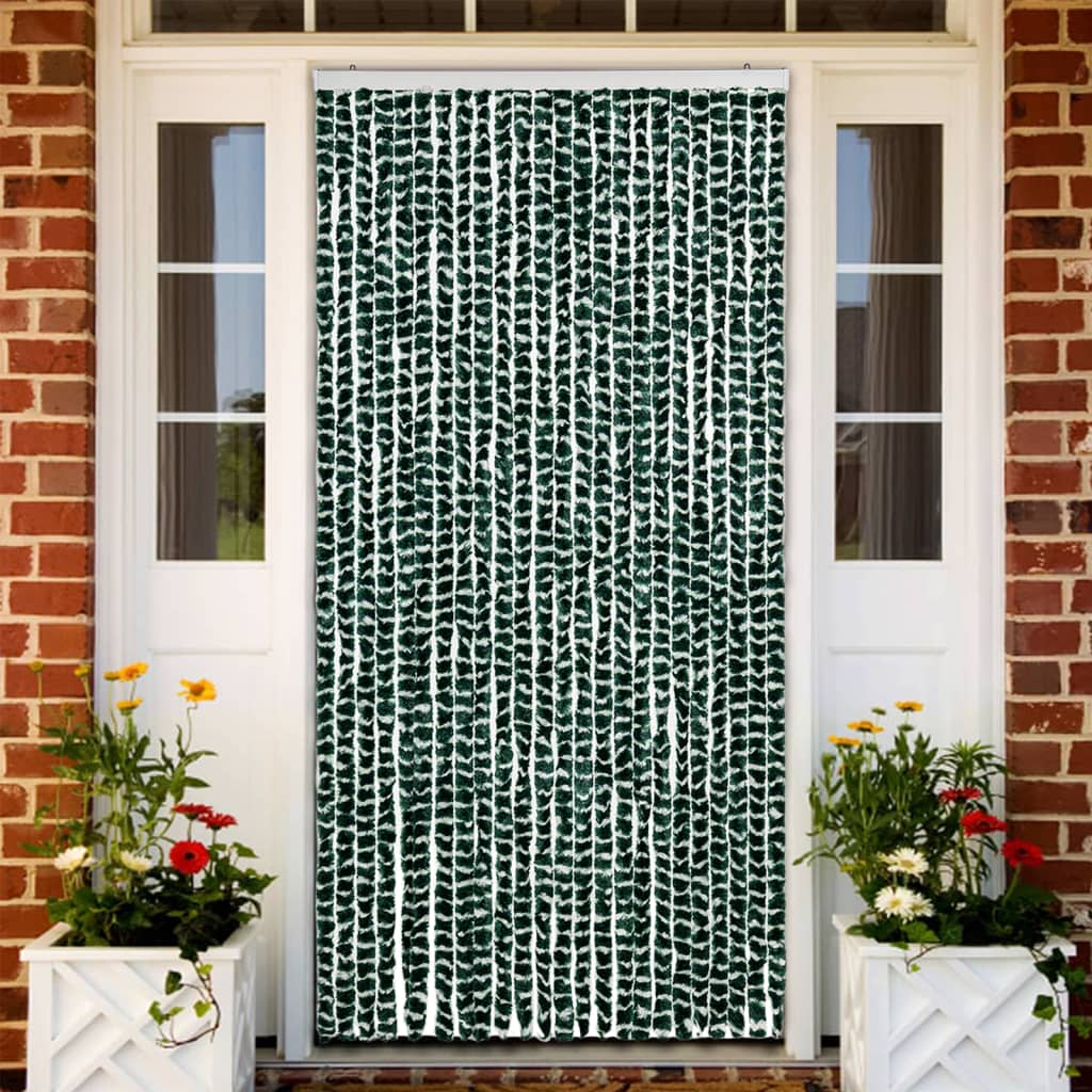 insektgardin 100x220 cm chenille grøn og hvid