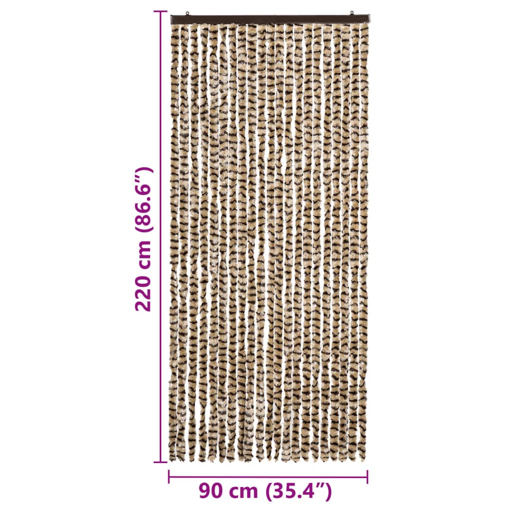 insektgardin 90x220 cm chenille beige og brun