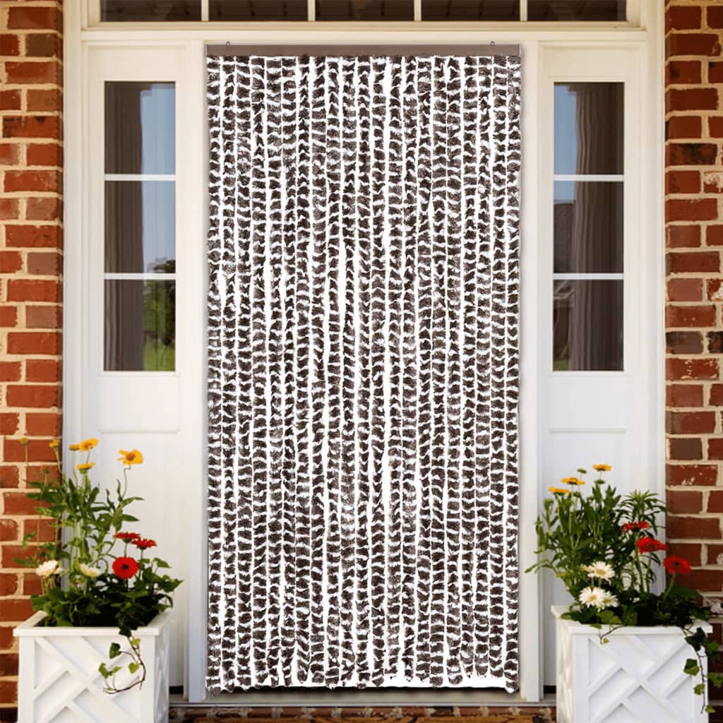 insektgardin 90x220 cm chenille brun og hvid