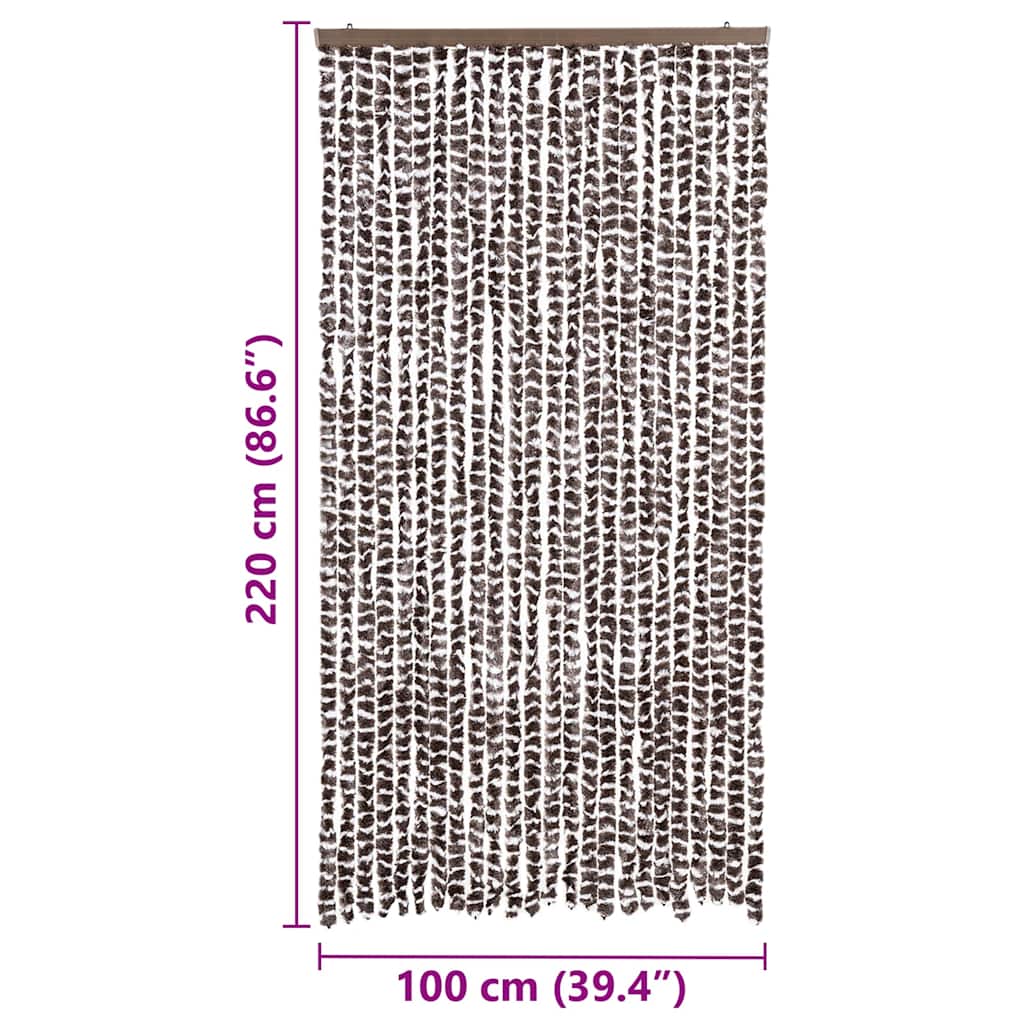 insektgardin 100x220 cm chenille brun og hvid
