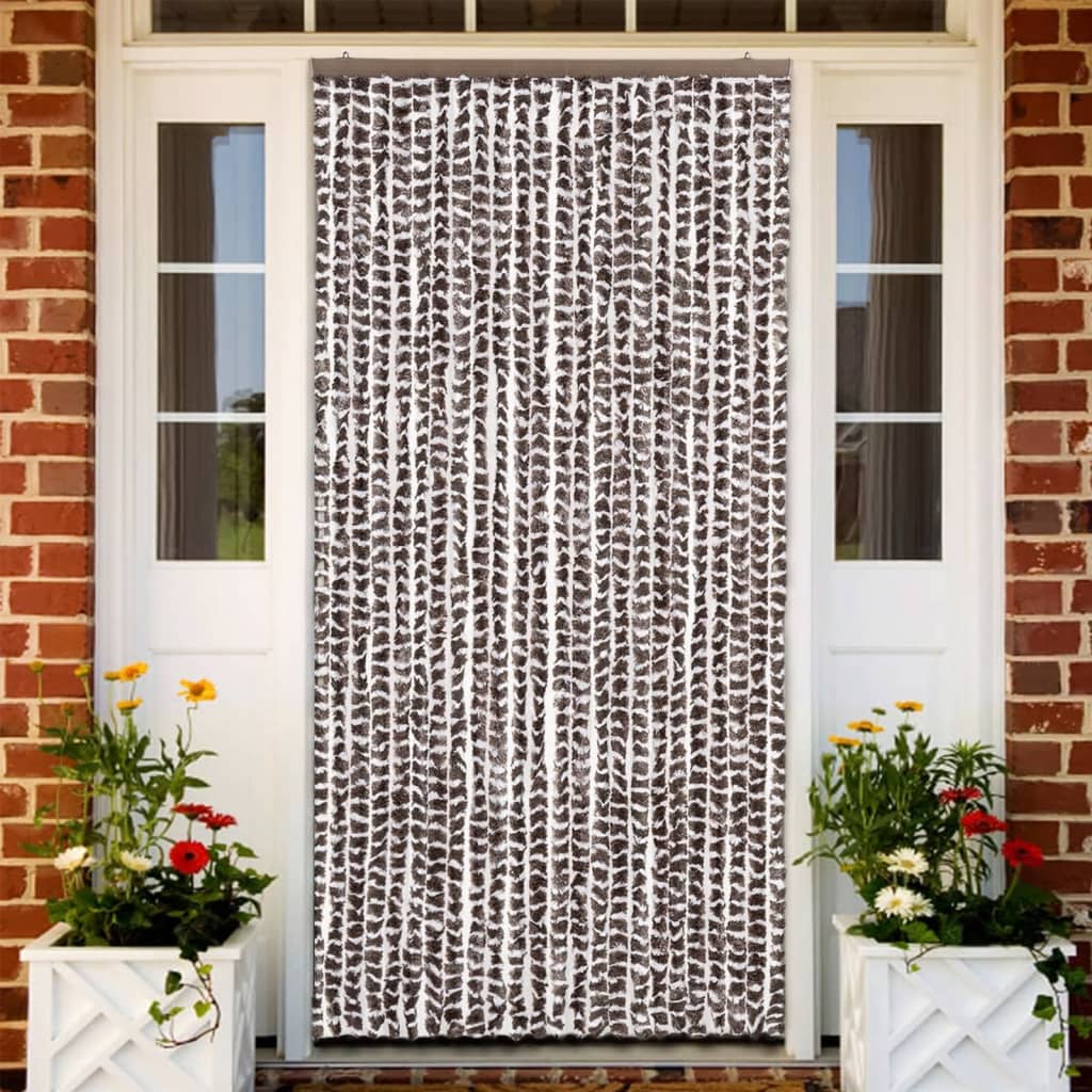 insektgardin 100x220 cm chenille brun og hvid