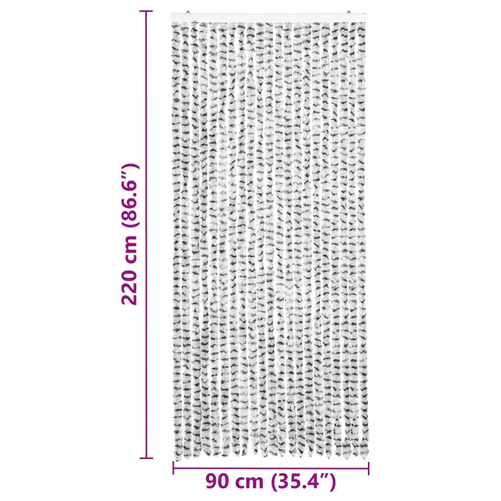 insektgardin 90x220 cm chenille lysegrå og mørkegrå