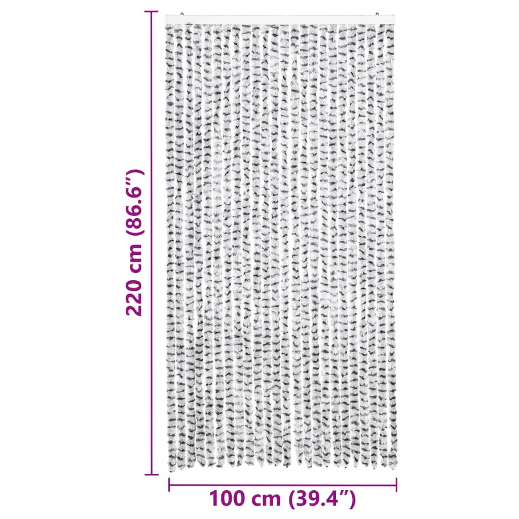 insektgardin 100x220 cm chenille lysegrå og mørkegrå