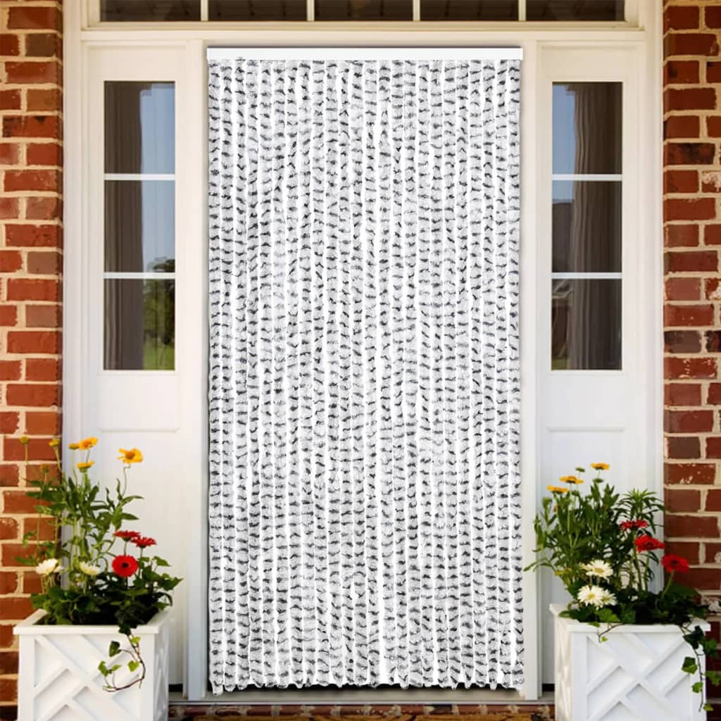 insektgardin 100x220 cm chenille lysegrå og mørkegrå