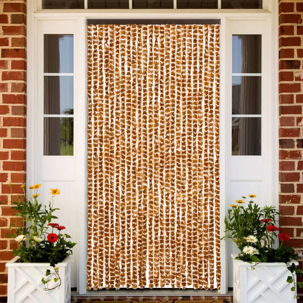 insektgardin 100x220 cm chenille okker og hvid
