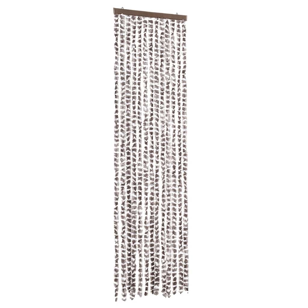insektgardin 56x185 cm chenille gråbrun og hvid