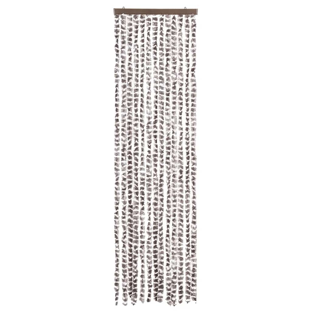 insektgardin 56x185 cm chenille gråbrun og hvid