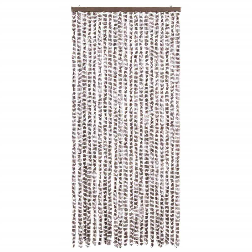 insektgardin 90x220 cm chenille gråbrun og hvid