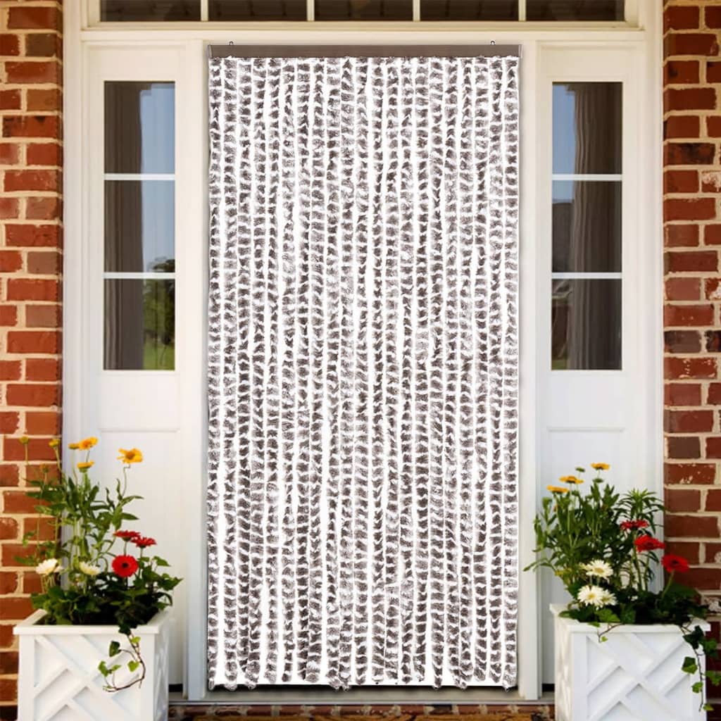 insektgardin 90x220 cm chenille gråbrun og hvid