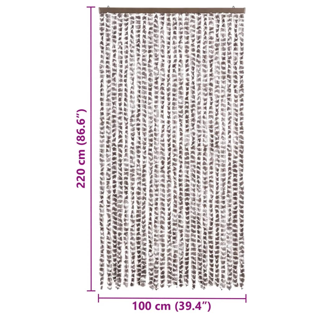 insektgardin 100x220 cm chenille gråbrun og hvid