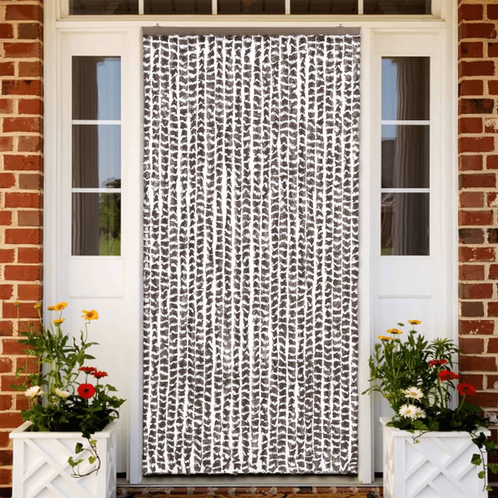 insektgardin 100x220 cm chenille gråbrun og hvid