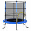 trampolinsæt med sikkerhedsnet 140x160 cm rund blå