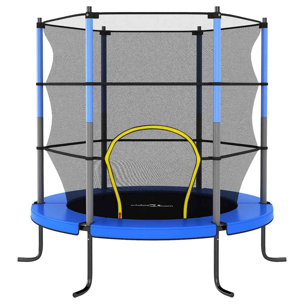trampolinsæt med sikkerhedsnet 140x160 cm rund blå