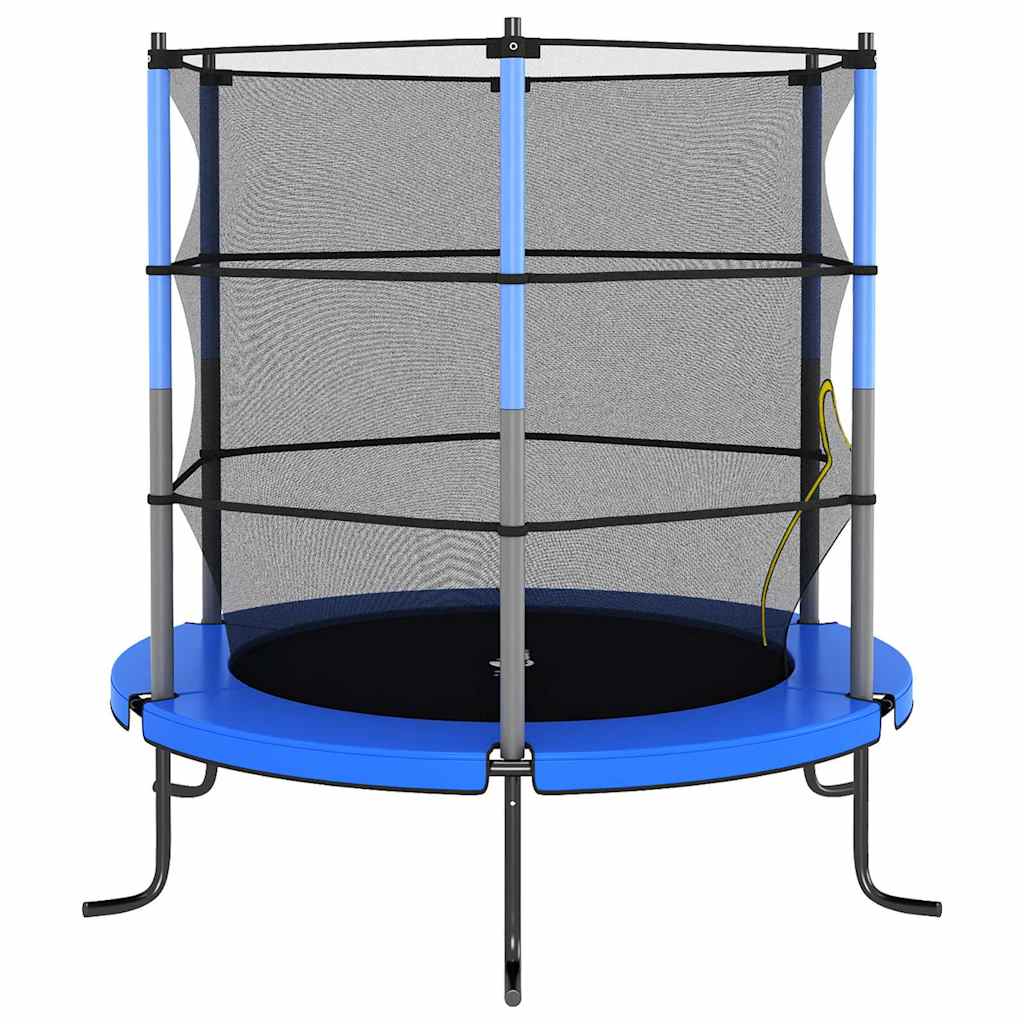 trampolinsæt med sikkerhedsnet 140x160 cm rund blå