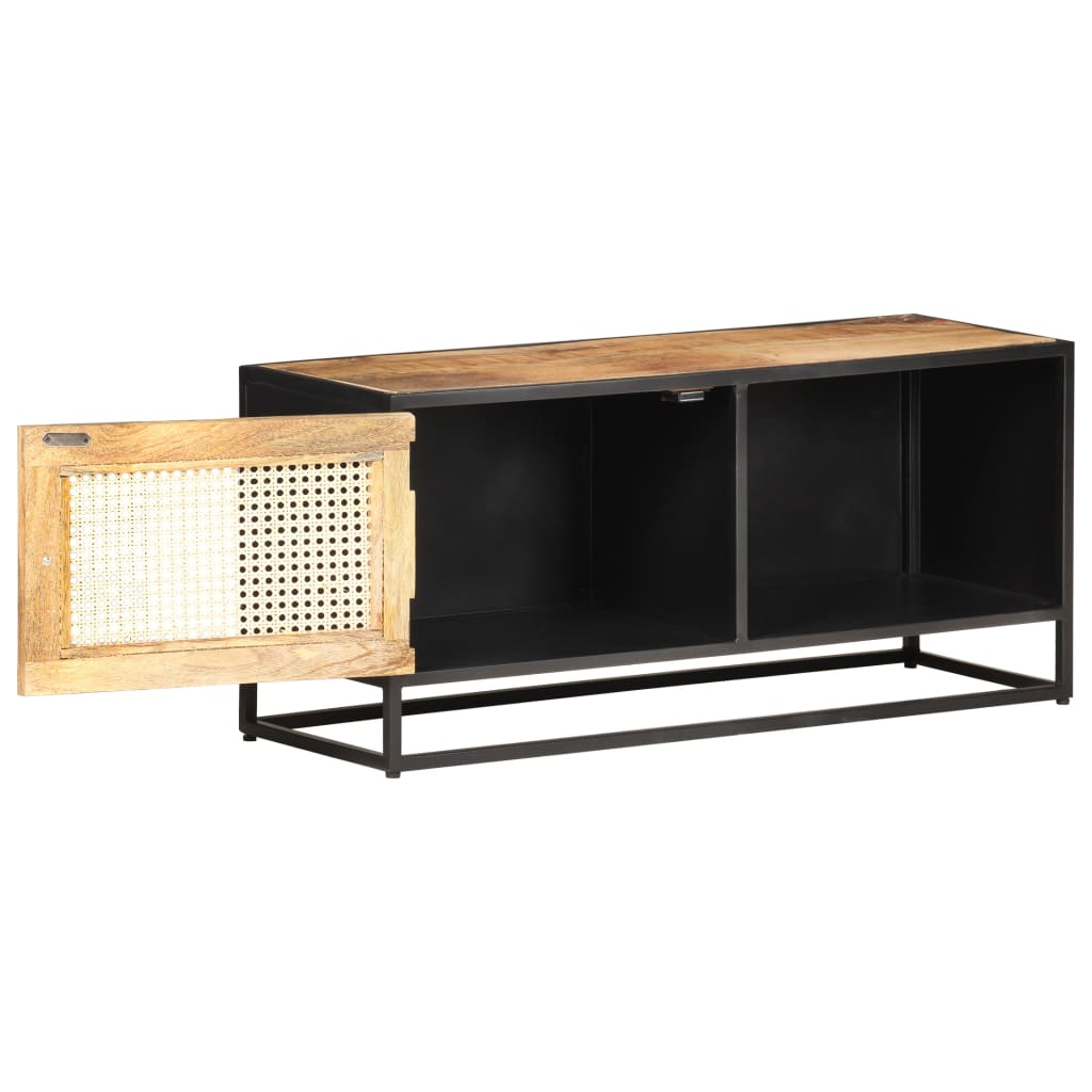 tv-skab 90x30x40 cm ru mangotræ og naturlig rørflet