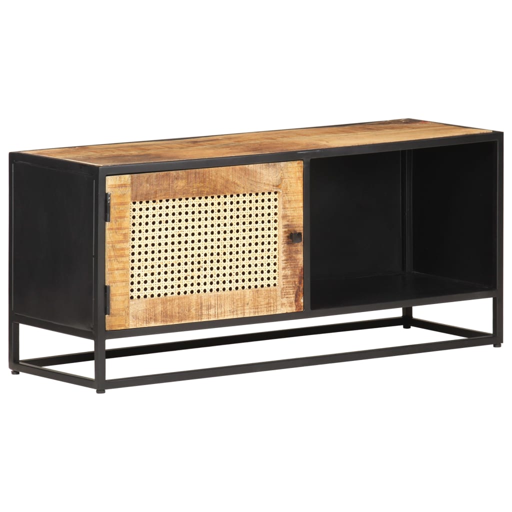 tv-skab 90x30x40 cm ru mangotræ og naturlig rørflet