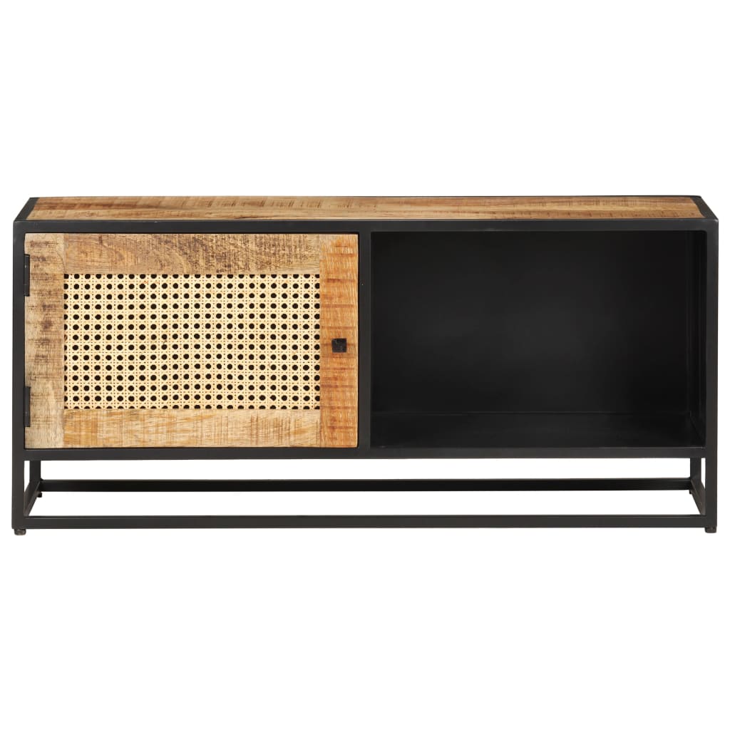 tv-skab 90x30x40 cm ru mangotræ og naturlig rørflet