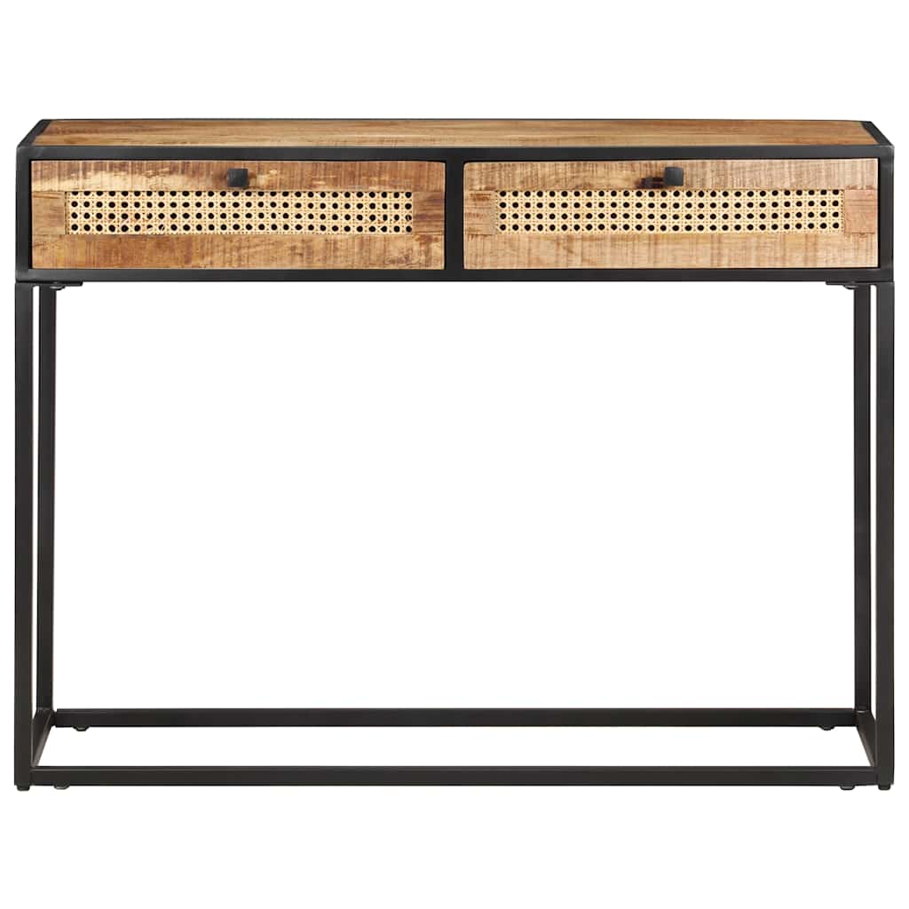 konsolbord 100x35x75 cm ru mangotræ og naturligt rørflet