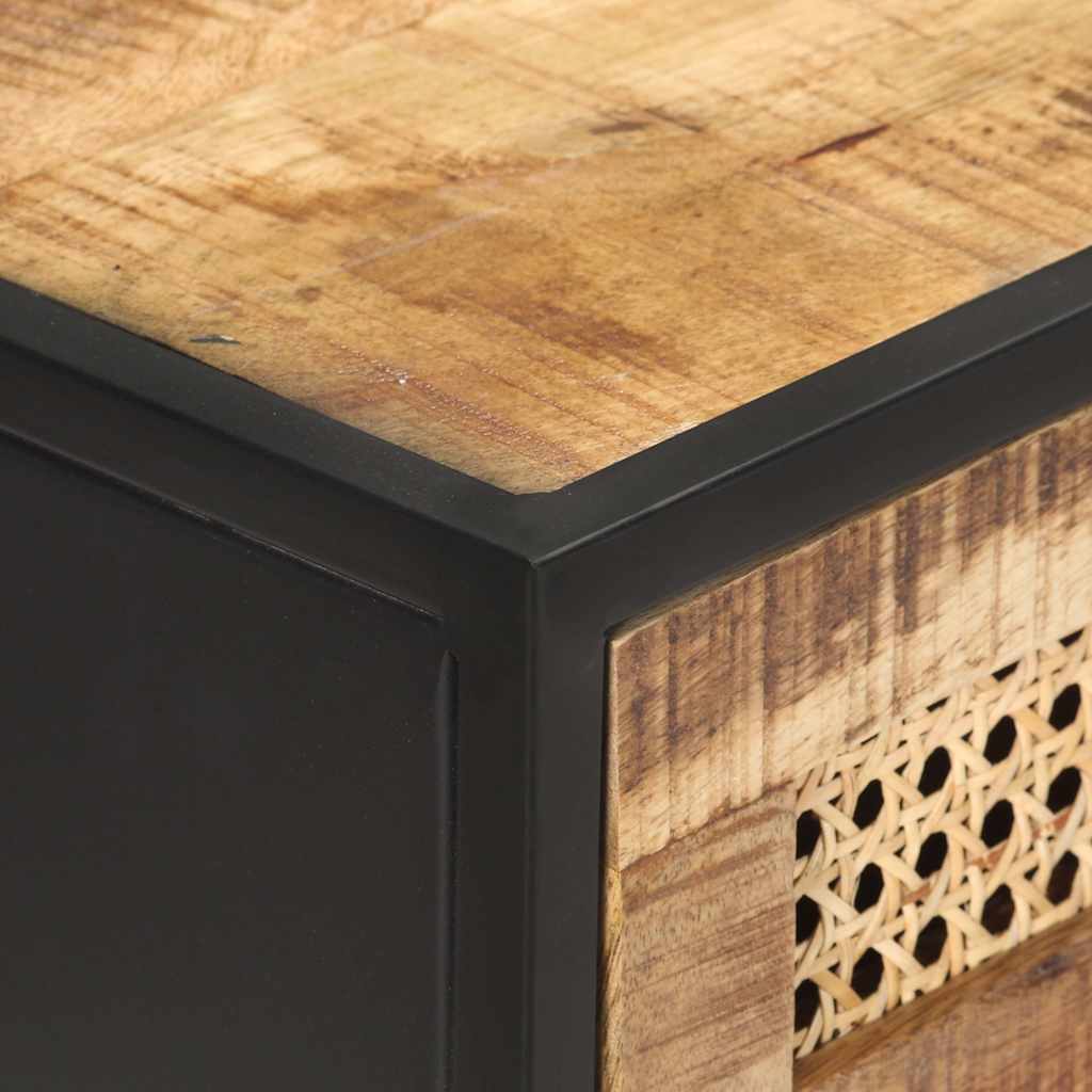 konsolbord 100x35x75 cm ru mangotræ og naturligt rørflet