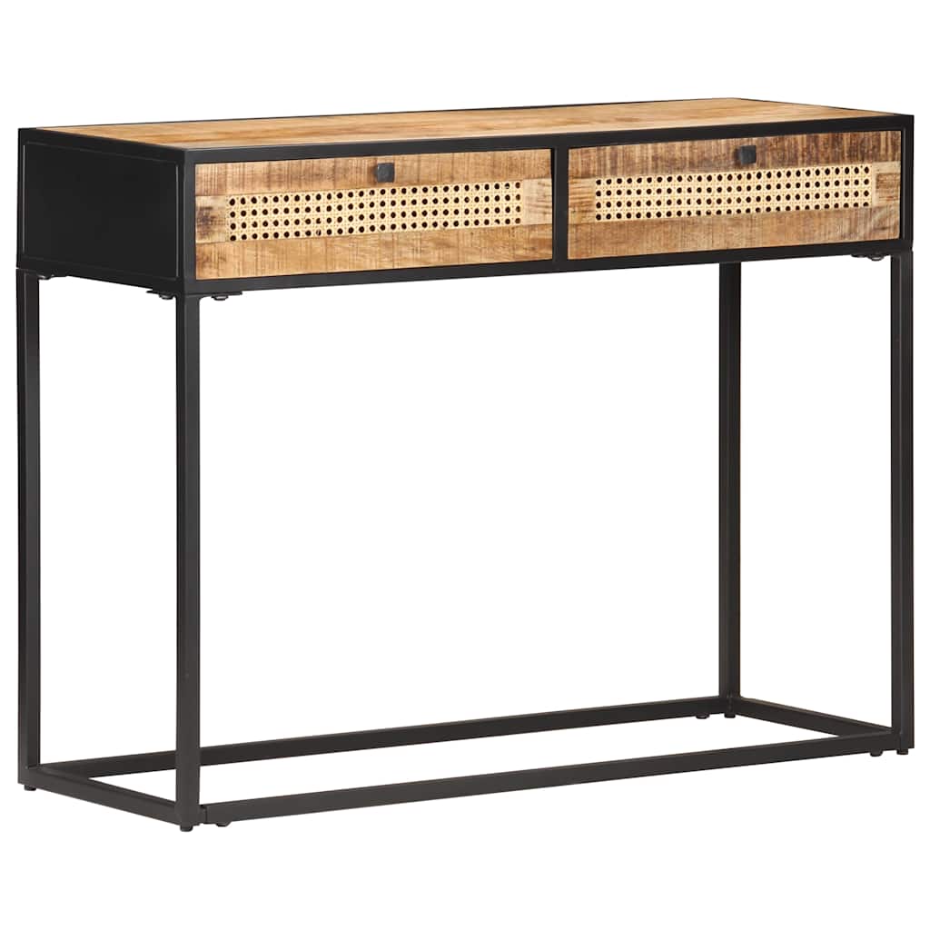 konsolbord 100x35x75 cm ru mangotræ og naturligt rørflet