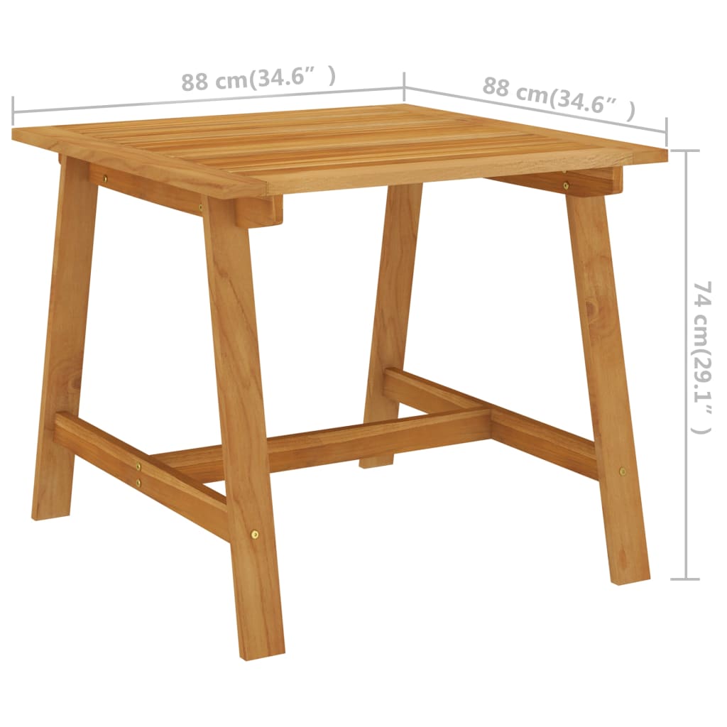 havebord 88x88x74 cm massivt akacietræ grå