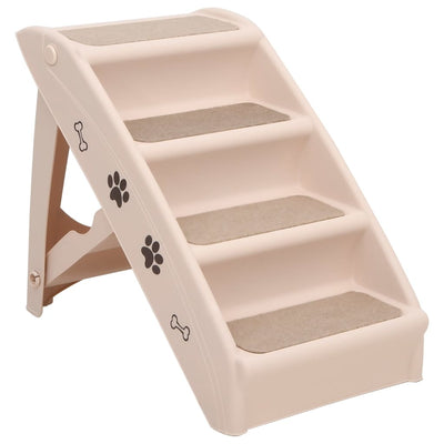 foldbar hundetrappe 62x40x49,5 cm cremefarvet