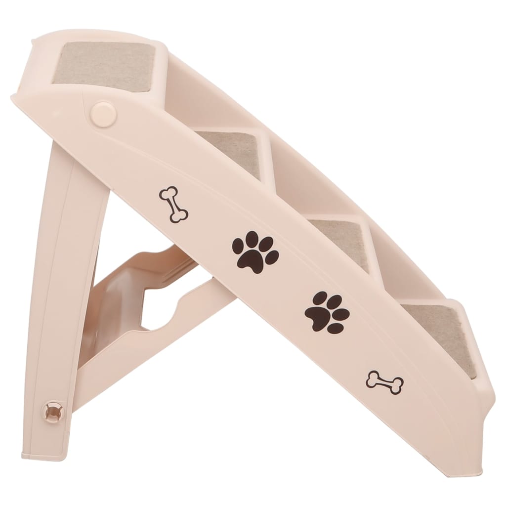 foldbar hundetrappe 62x40x49,5 cm cremefarvet