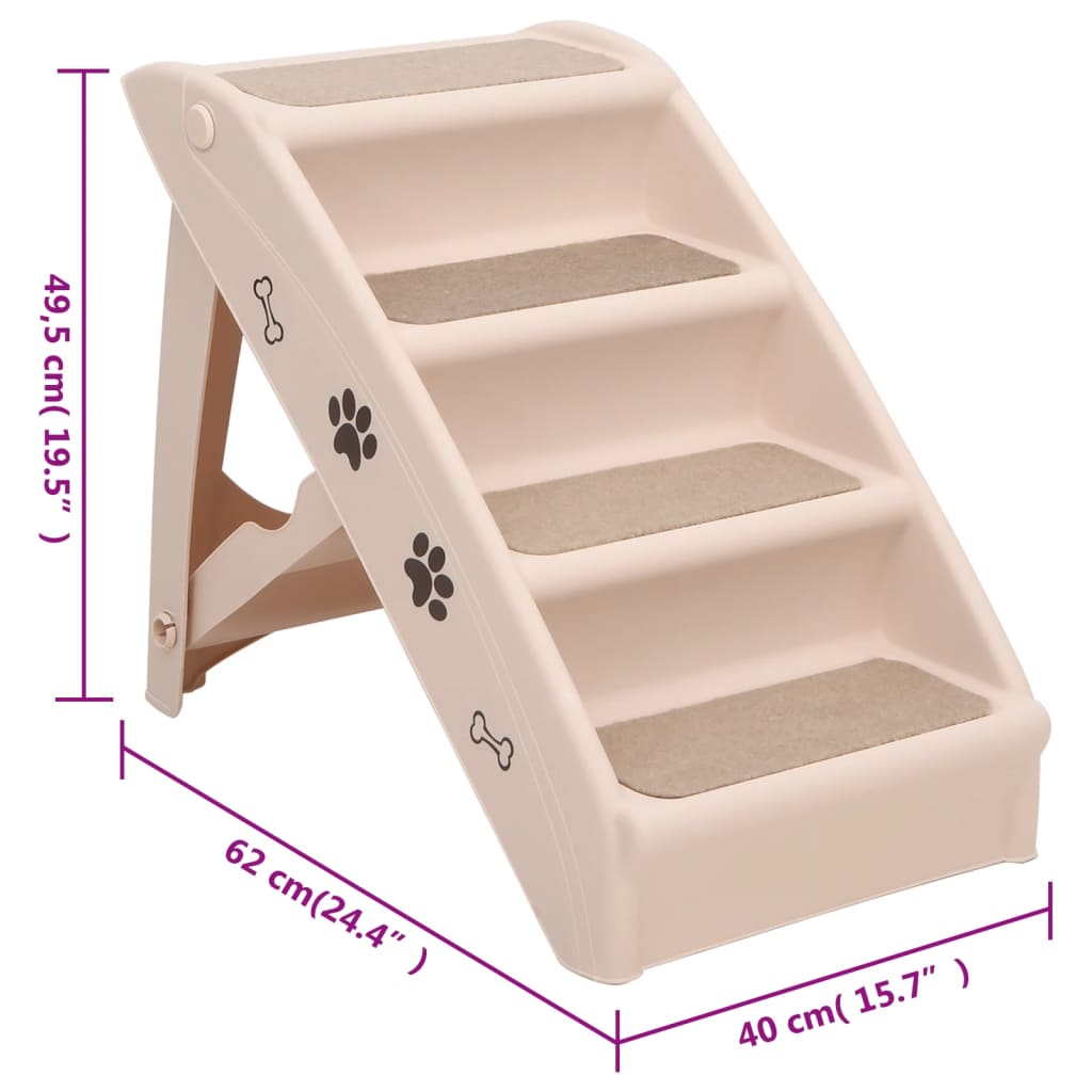 foldbar hundetrappe 62x40x49,5 cm cremefarvet