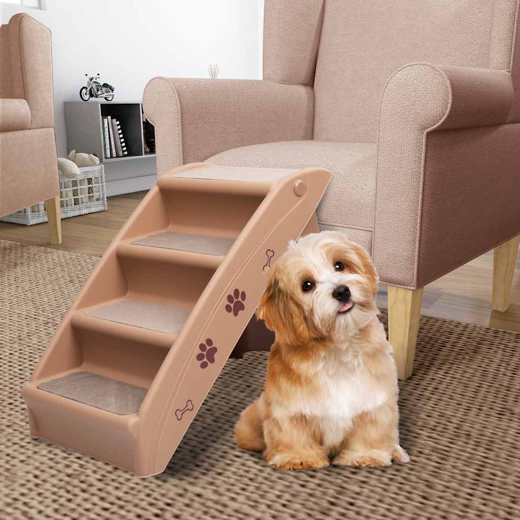 foldbar hundetrappe 62x40x49,5 cm brun