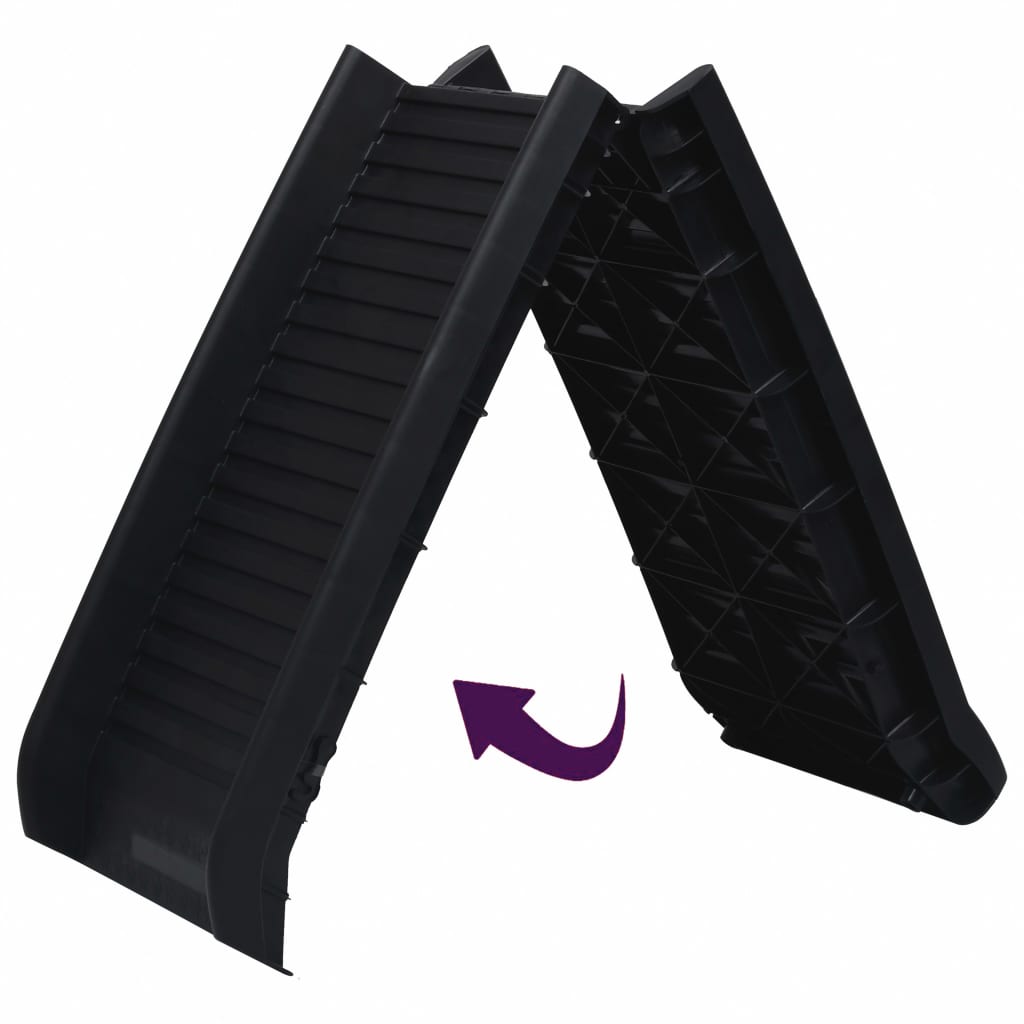 foldbar hunderampe 155,5x40x15,5 cm sort