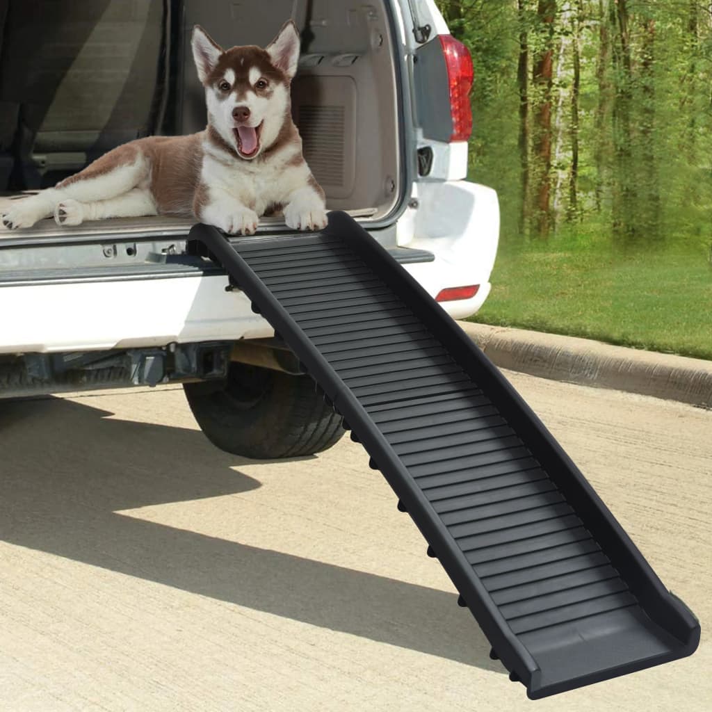 foldbar hunderampe 155,5x40x15,5 cm sort