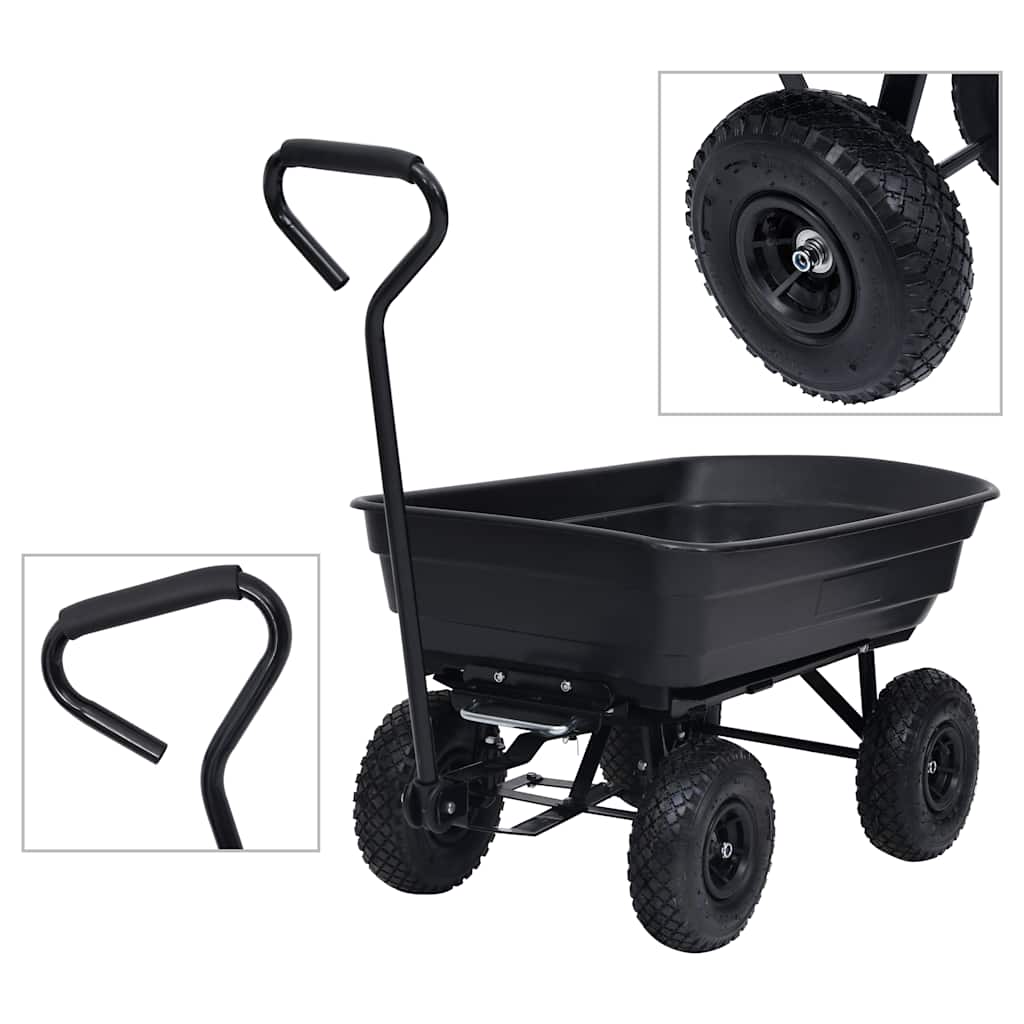 havevogn med vippelad 300 kg 75 l sort