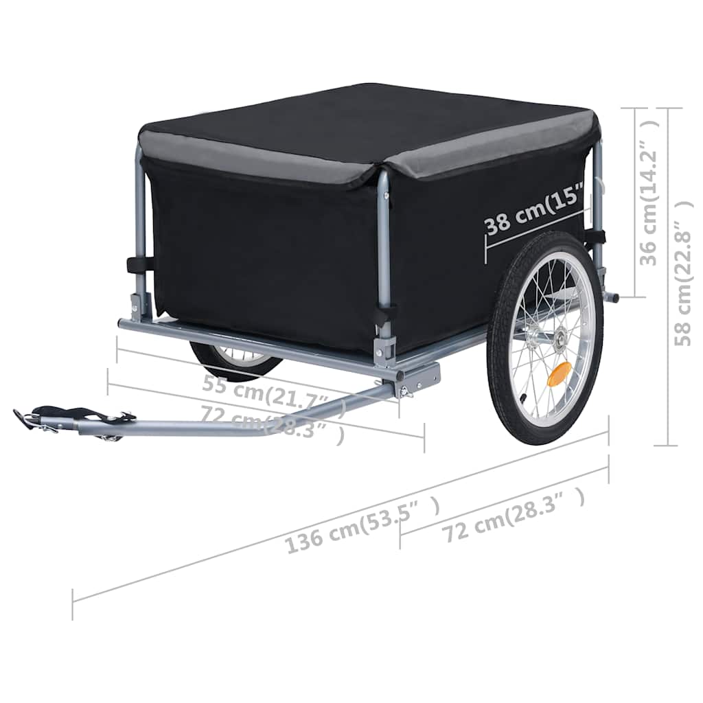 cykelvogn 65 kg sort og grå