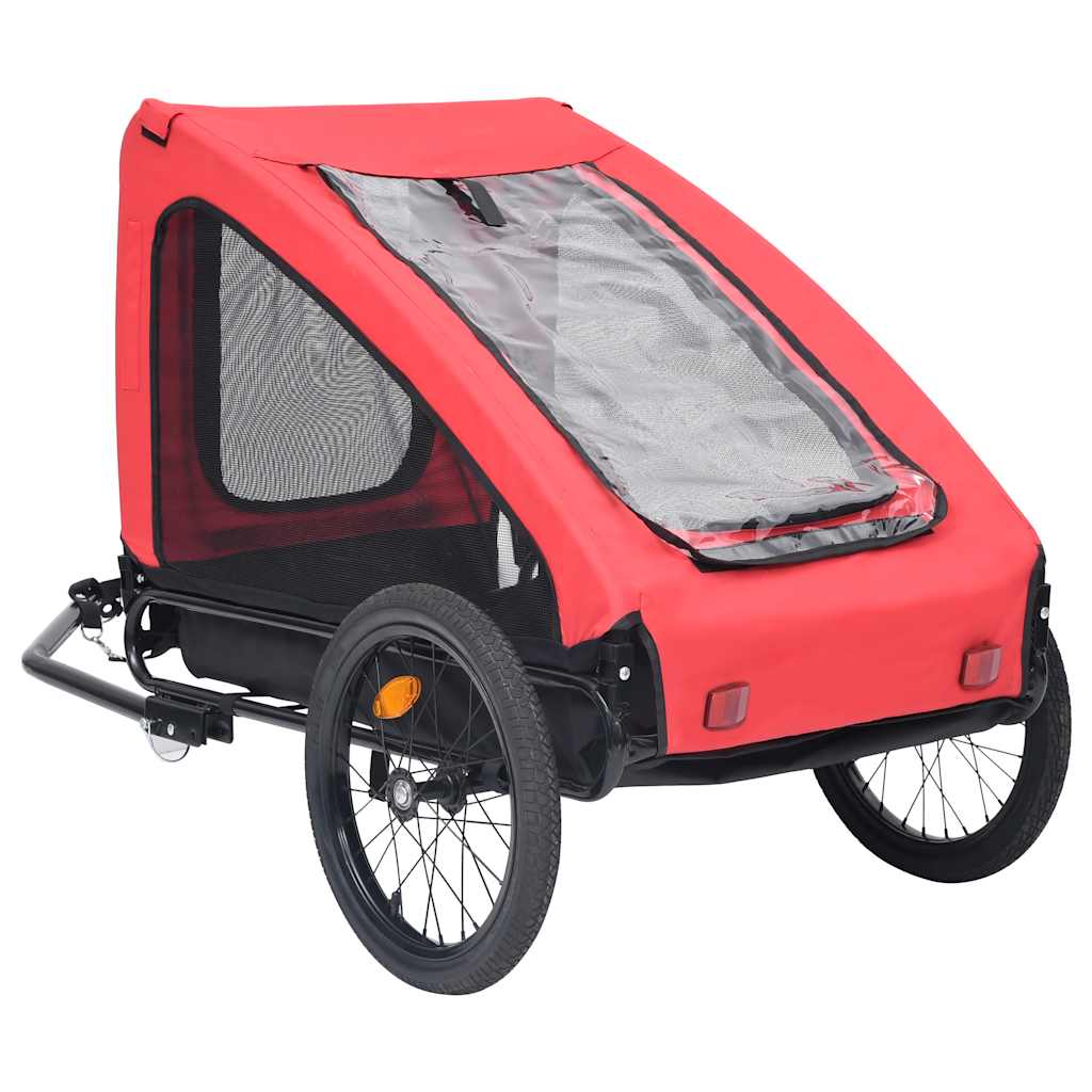 cykeltrailer til kæledyr rød og sort