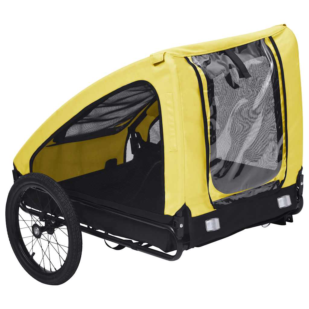 cykeltrailer til kæledyr gul og sort