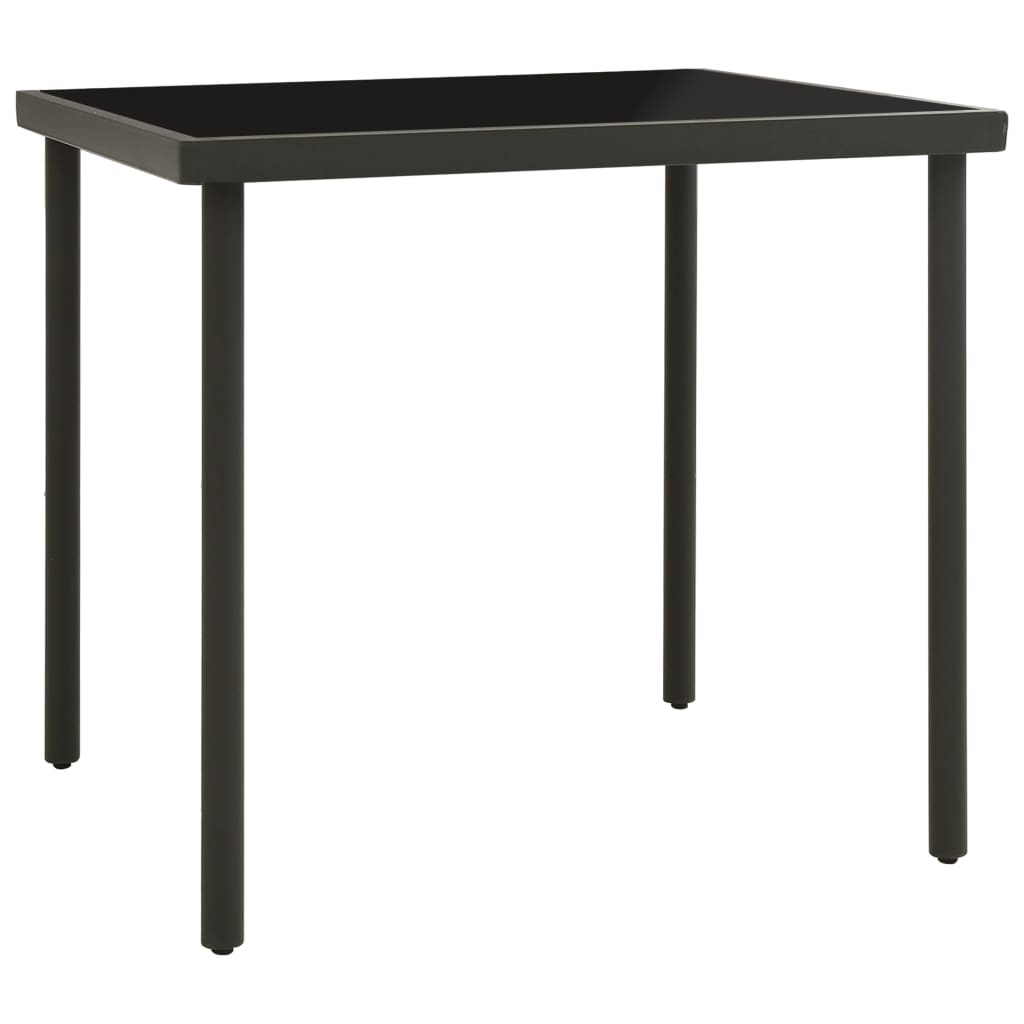 havebord 80x80x72 cm glas og stål antracitgrå