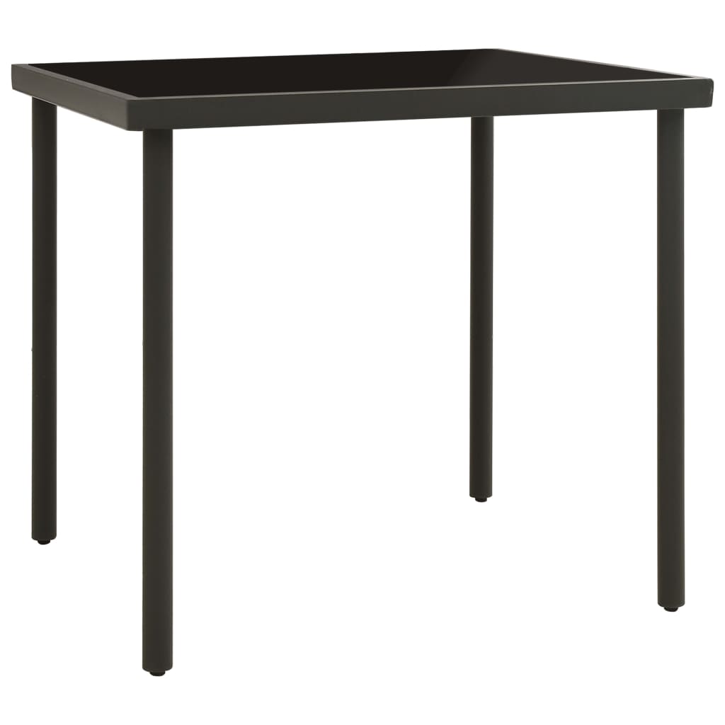 havebord 80x80x72 cm glas og stål antracitgrå