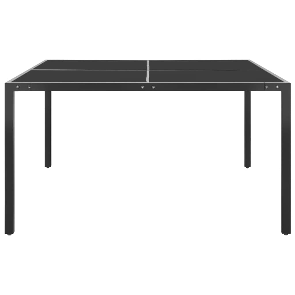 havebord 130x130x72 cm stål og glas antracitgrå