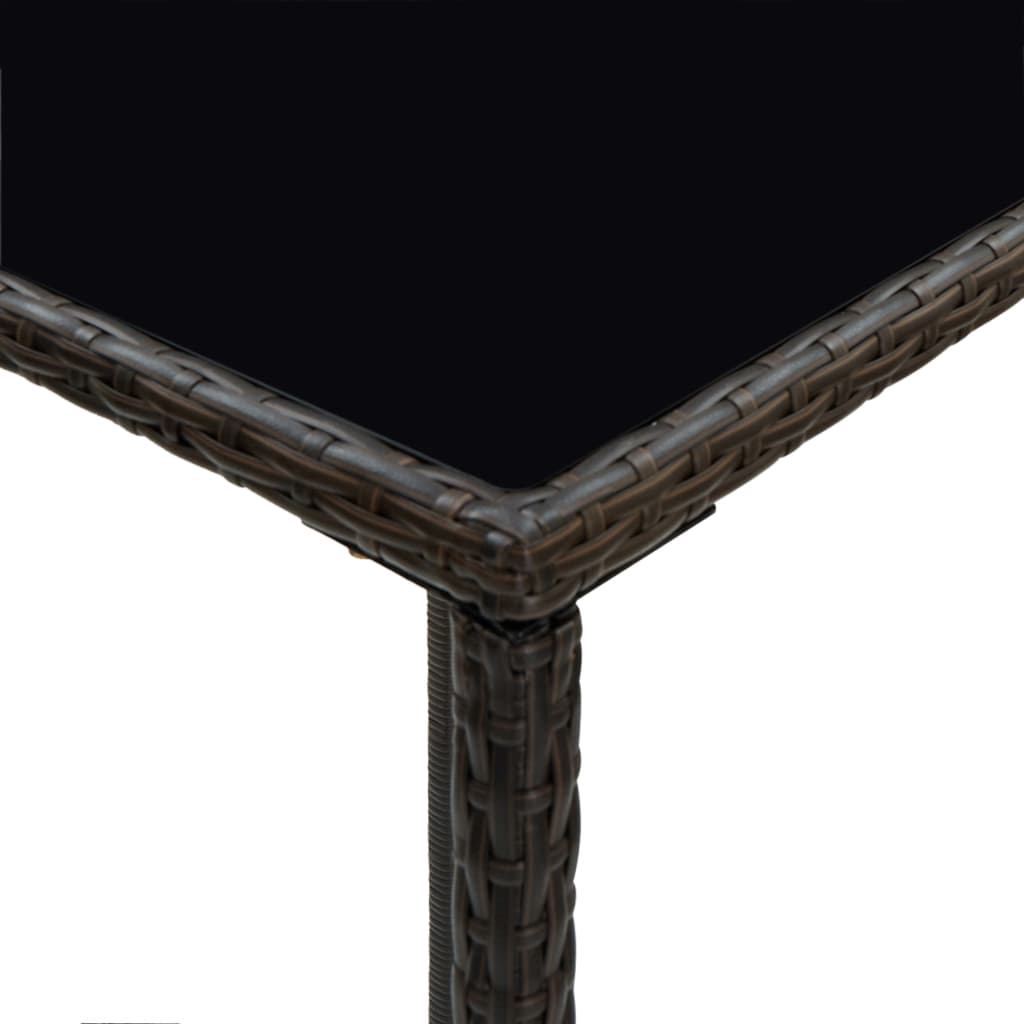 barbord til haven 70x70x110 cm polyrattan og glas brun